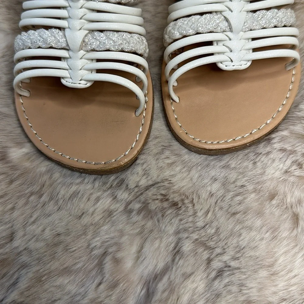 SEYCHELLES | White & Glitter Gladiator Sandals, Size 8
